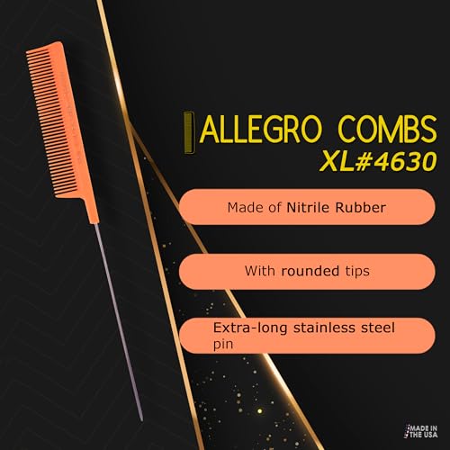 Set de 2 peines pintail de acero inoxidable Allegro Combs LX miniatura 4