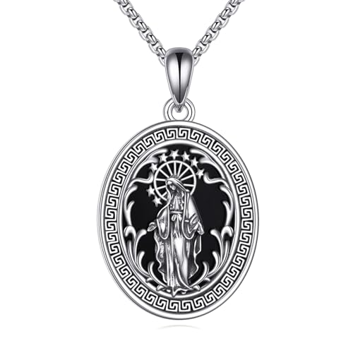 Médaille Vierge Marie en argent URONE, collier à porter au quotidien