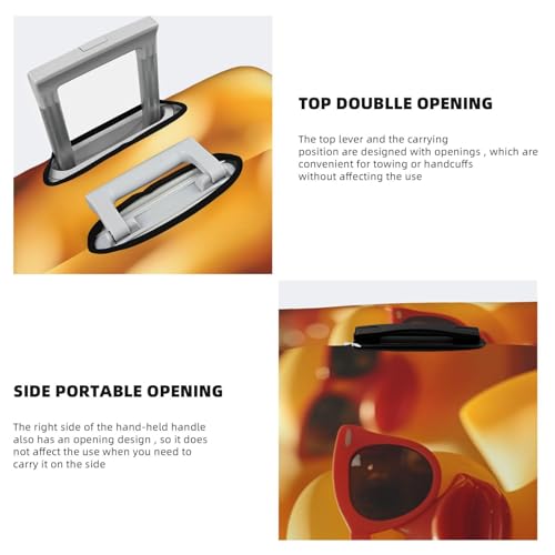 Sunglasses Yellow Duck Print Luggage Cover For Suitcase,Washable Elastic Travel Suitcase Protector With Zipper Closure And Bottom Buckle – Fits 18-32" Luggage-X-Large3