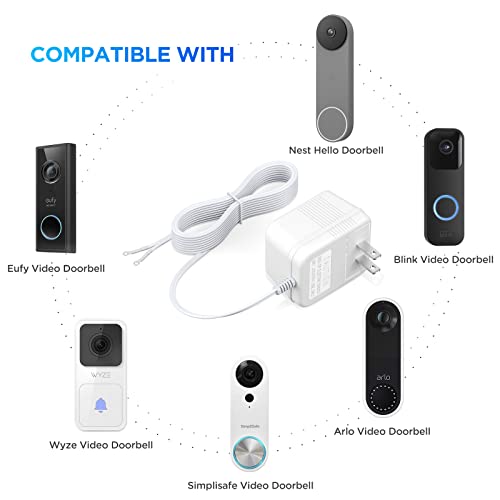 Ayotu 18V 500Ma Power Adapter For Blink Video Doorbell, Doorbell Transformer Supply Power To Blink Doorbell (Not Include Doorbell), 16Ft/5M White #TOP1