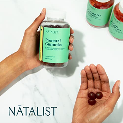 NATALIST Prenatal Gummies for Her Daily Preconception & Pregnancy Formula Women\'s Multivitamins + DHA Omega-3 from Algae - Mixed Berry, Vegetarian, Gluten-Free, Non-GMO - 90 Count
