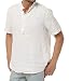 Produktbild Pxmoda Leinenhemd Herren Henley Shirt Herren Freizeithemden Herren Kurzarm & Langarm Hemd Herren Leinen Shirt,Kurzarm - Weiß,L