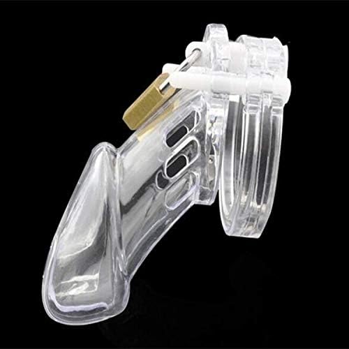 Plastic Chástǐty Devices Male Briefs Anti-Off with 5 Rings,Transparent Long CB6000