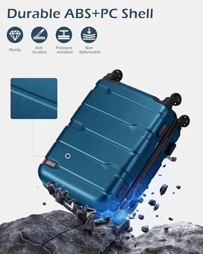 Image of Coolife Luggage Expandable(only 28 inch) Suitcase PC+ABS Spinner Built-in TSA Lock 20in 24in 28in Carry on (Caribbean Blue, M(24in).)