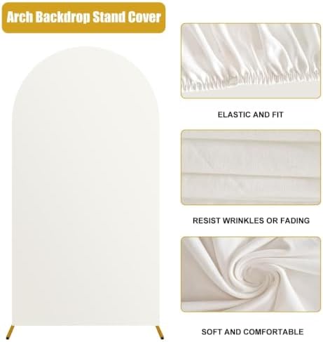 6 FT Arch Backdrop Cover, Decorative White Stretchy Cover - 3