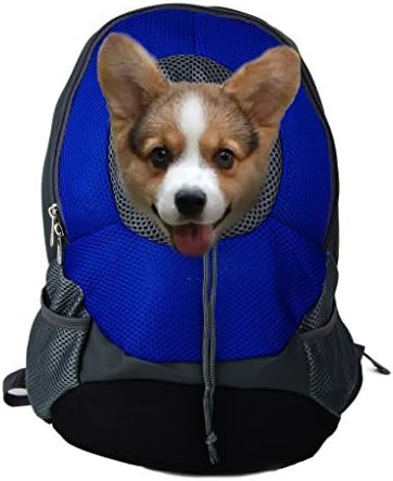 A Cup of Tea Pet Carrier Backpacks Adjustable Dogs Cats Breathable Oxford Travel Carriers for Walking, Hiking, Bike and Motorcycle (M, Blue)