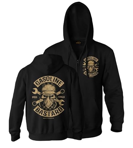 Gasoline Bastard Biker Sudadera con Cremallera para Hombre,