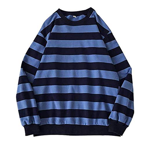 NaRHbrg Men's Long Sleeves Sporty Sweatshirt, Man Casual Sports Sweater Fashion Striped Tops Round Neck Comfortable T-Shirt