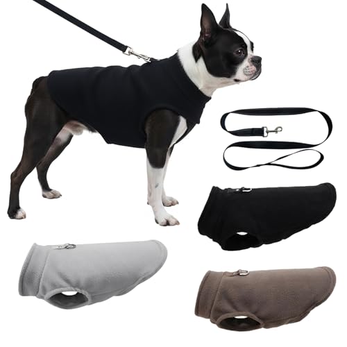 3 Stück Hundepullover aus Fleece für Kleine Hunde, Warme Hundejacke, Hundeweste mit Leinenbefestigung, Winter Hundemantel, Kaltwetter Hundebekleidung, Innen- und Außeneinsatz