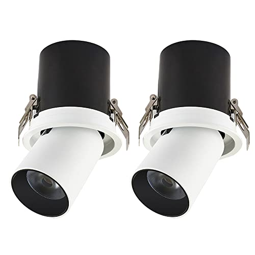 WLBHWL Foco de Techo con rotación de 7 W-25 W, 360 ° Paquete de 2 Luces de Lata antideslumbrantes Luz descendente LED retráctil 2.5in 3.5in 4.5in Luz de Disco de luz de oblea sin Parpadeo