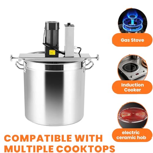 Agitador automático de la Olla para cocinar, Mezclador de mortero portátil eléctrico, Mezclador de calefacción Comercial, Velocidad de agitación Ajustable, con raspador de Mezcla de 4 Cables, 20L