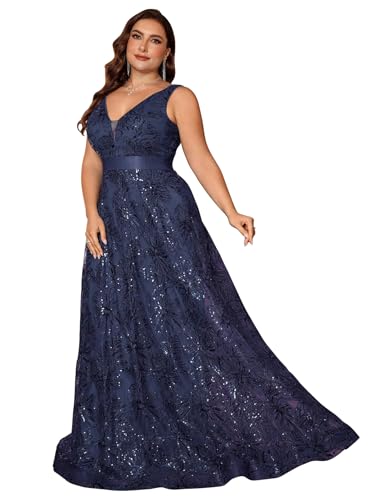 Plus Size Sleeveless Glitter Sequined Womens Long Formal Gown Aline Wedding Guest Dress Floor Length Evening Dresses