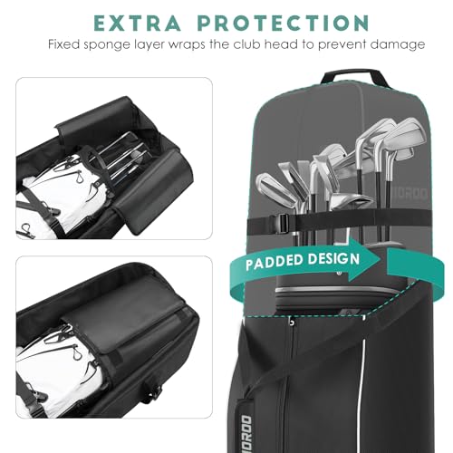 RIOROO Golf Travel Bags for Airlines with Wheels, Soft-Sided 900D Oxford Cover, Padded Club Protection, Universal Fit Golf Gifts for Men and Women