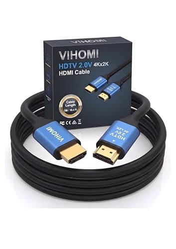 Image of 4K HDMI Cable 3 Meter, HDMI 2.0 High Speed Cable with Blue Metal Connectors, Supports 4Kx2K UHD, HDR, Mirror & Extended Mode for Gaming, Laptop, TV, Monitor, Projector