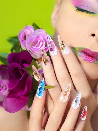 HOINCO 2 Boxes Nail Art Foil Flakes Aluminum Foil Flake,Nail Glitter Holographic Foil Flakes,12 Grid Nail Art Foil Foil Sticker Flakes Nail DIY Accessories Decals - Image 4