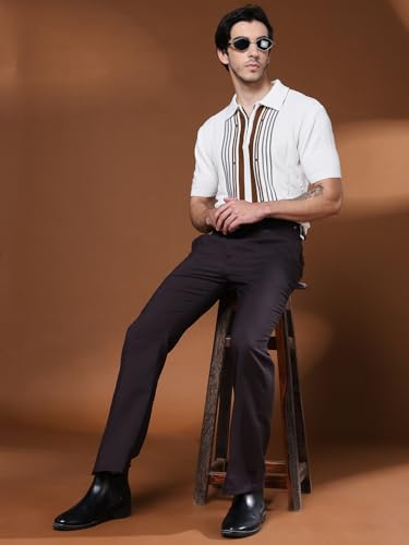 Image of Mens Beige Gurkha Pants with Classic Buckle Closure Premium Casual Bell Bottom Trousers for Men High Waist Pleated Formal & Casual Wear Pant Stylish Retro Flared Bottom Pant