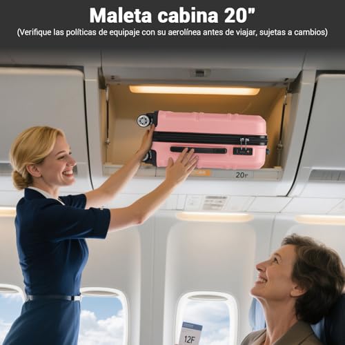 Miniatura 10 de Kono Maletas De Viaje Grandes Rígida Abs 74cm Maleta Grande Equipaje De Mano Con 4 Ruedas Y Cerradura De Combinación Tsa 74x48x30cm L, Rosa Oro