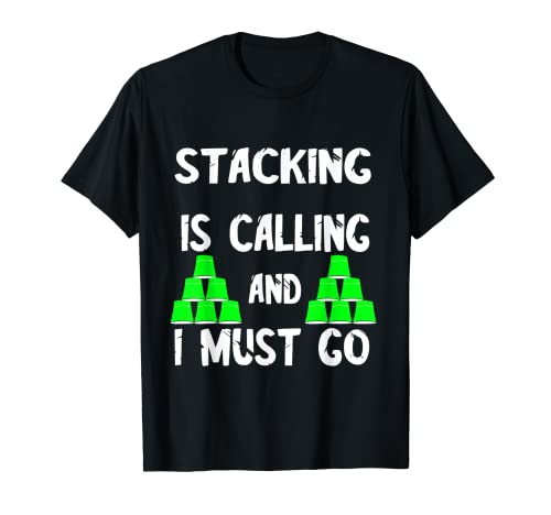 Speed Stacking Ruft und Ich muss Gehen - Taza, diseño de texto 'Speed Stacking' Camiseta