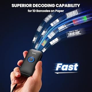 Eyoyo Mini 1D Bluetooth Barcode Scanner, 3-in-1 Bluetooth & USB Wired & 2.4G Wireless Barcode Reader Portable Bar Code Scanning Work with Windows, Android, iOS, Tablets or Computers
