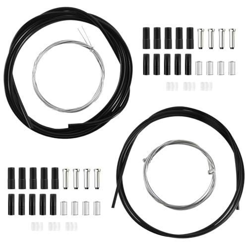 Fahrrad Bremszuge Set Universal Bremszug Fahrrad Bowdenzug Fahrrad Set mit Zugmäntel Stahlseile Kappen & O-Ringen für Mountainbike Rennrad Fahrrad
