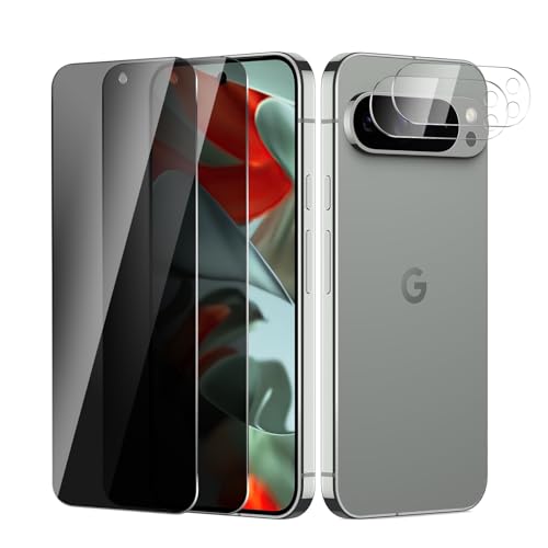BIESHKJ 2+ 2-pack For Google Pixel 9 Pro XL Privacy Screen Protector + Camera Lens Protector Anti Spy Tempered Glass Easy to Install 9H Hardness Scratch-Resistant Bubble-Free