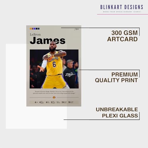 Image of BLINKART Lebron James | Nba Basketball Player | Synthetic Wood Photo Framed Wall Hanging Poster For Room & Office Bedroom Living Boys And Girl Room Home Wall Hanging | 13x10 Inches