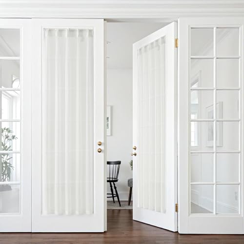 MIULEE Tende per Interni a Vetro Finestra 2 Pannelli 60x245 CM, Tenda con Tasca Bianca Semitrasparenti con Ganci, Voile Plissettate Trasparente per Cucina Camera da Letto Soggiorno.