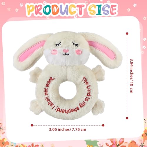 Image of Karenhi Bunny Beige Stuffed Animal Little Stuffed Animal Praying Baptism Soft Plush Snuggle God's Toy Embroidered Religious Gifts for Boys Girl Baby Shower Mom Barnyard Nursery Decor Doll Toy