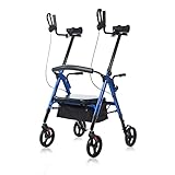 ELENKER Heavy Duty Upright Walker, Bariatric Stand Up Rollator Walker with Extra Wide Padded Seat &...