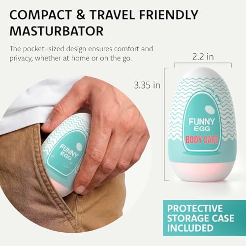 Image of Ultra-Stretchy Egg Male Masturbator with Discreet Storage Case - Pocket Pussy with Realistic Soft Texture - Compact Adult Sex Toy for Men - Pussy Pocket - Stress Relief Gifts for Men ST-001