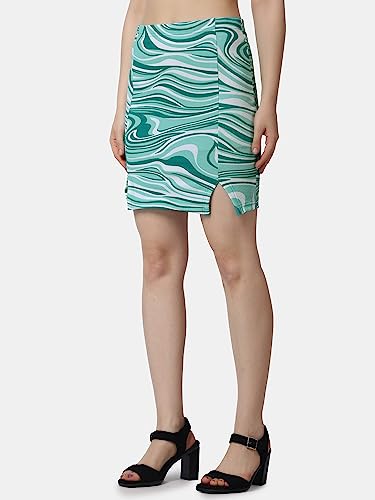 Image of POPWINGS Women Casual Pencil Slit Printed Skirt for Women | Summer Skirt for Women | Concert Slit Short Skit for Women