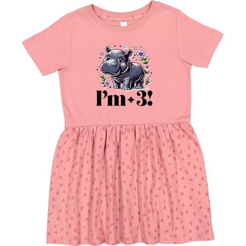 inktastic 3rd Birthday Hippo 3 Year Old Toddler Dress
