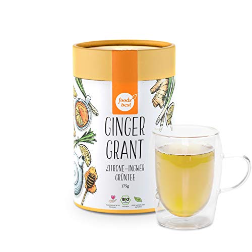 foodsbest | 100% Bio Vegan Tee | Grüntee mit Zitrone-Ingwer | 100% natürliche Zutaten - Handgemischter Tee aus DE, Größe:175 g Cover