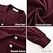 GRACE KARIN 2025 Fall Women Office Shirts,Long Lantern Sleeves Work Tops,V Neck Slim Outfits S Wine Red