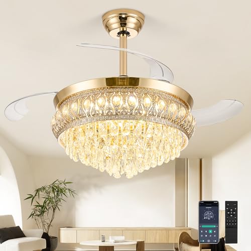 Image of 42 inch Gold Fandelier Ceiling Fan with Light, Chandelier Fan