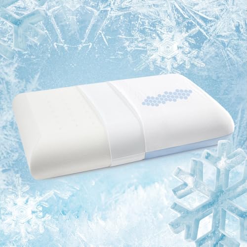 Image of Cooling Pillow 5 inchs for Back andd Side Sleeper, Advanced Memory Foam Pillows with Cooler Case but no Firm Layer, 16x24x5 inchs, 2pcs