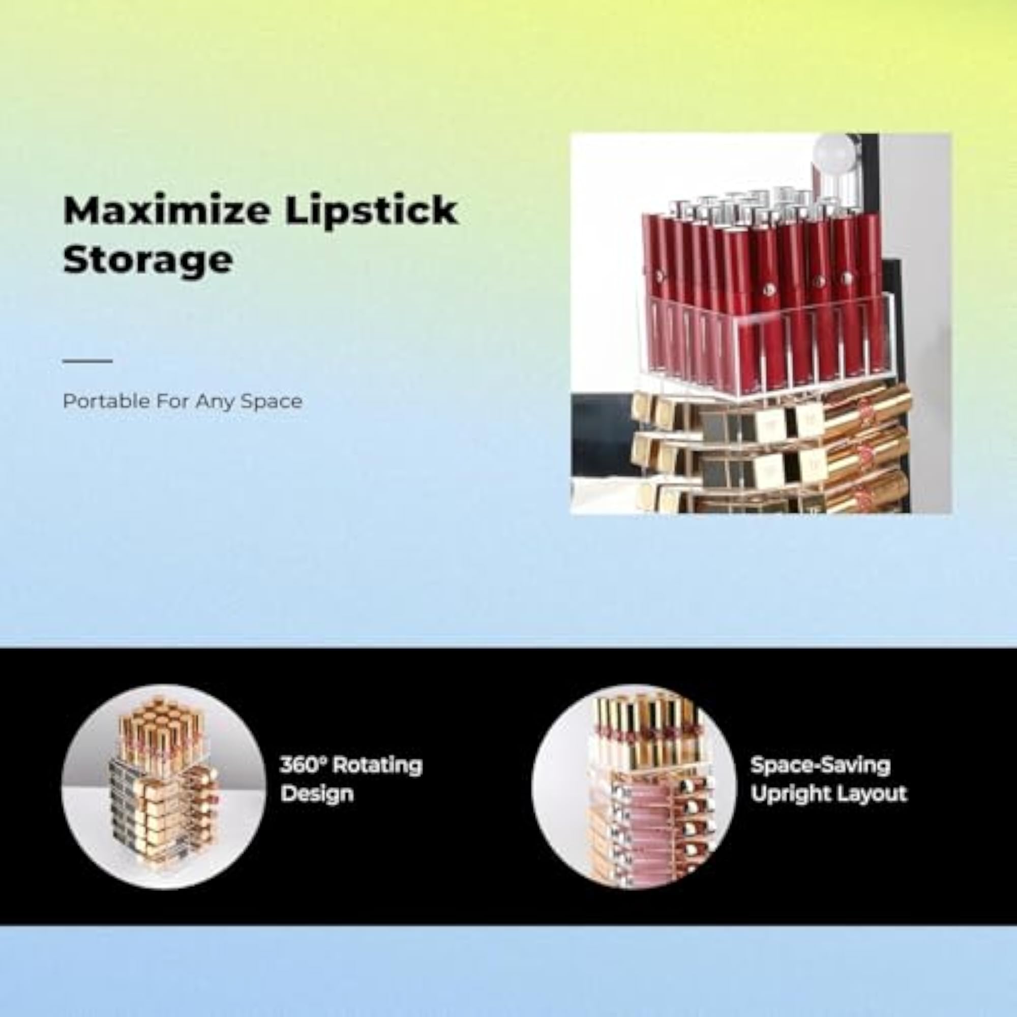Clear Acrylic Rotating Lipstick Organizer