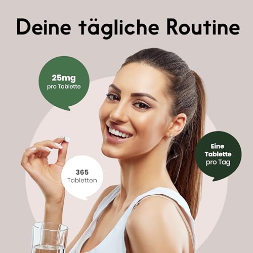 Vitamin B6 P5P hochdosiert - 25mg pro Tablette - 365 Tabletten - Laborgeprüft, Vegan & produziert in Deutschland - Verpackung kann variieren