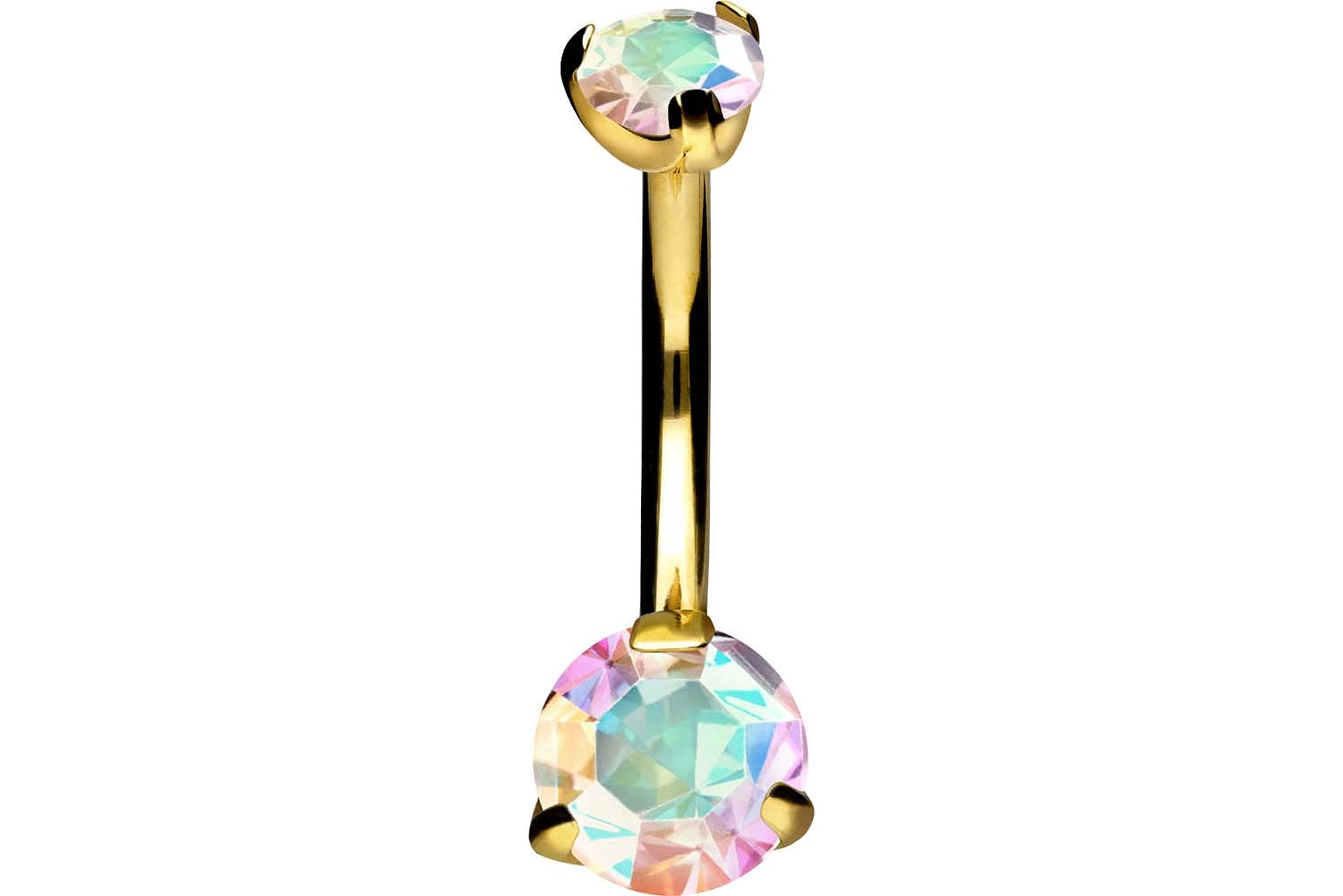 PIERCINGLINE Piercing para el ombligo de titanio con rosca interior, dos cristales, diseño de banana
