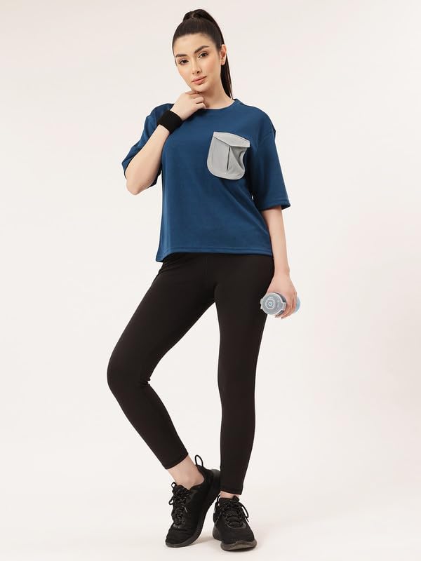 Image of Clovia Women's Comfort-Fit Active T-Shirt - Moisture-Wicking & Stretchable for Workouts