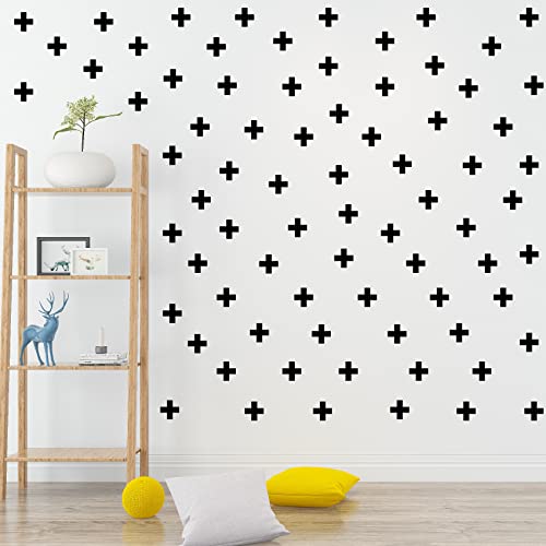 Lot de 76 autocollants muraux amovibles en vinyle avec citation en forme de croix, décoration murale à faire soi-même (noir) Cover