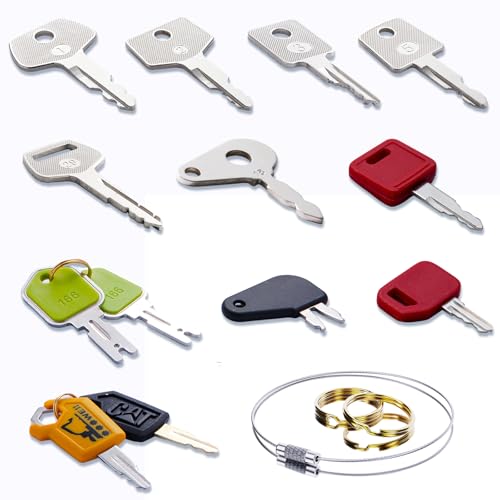 Image of 13 Contractors Heavy Equipment Keys Master Set, Construction Agricultural Ignition Keys | For CAT Caterpillar Komatsu Kubota John Deere New Holland JCB Case Hitachi Hyster Takeuchi Kobelco
