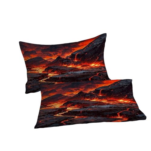Housse de couette anti-pli 200x200 microfibre parure lit sans repassage Roche de Lave - 7