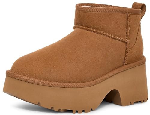 UGG Women's Classic Ultra Mini New Heights Boot, Chestnut, 7