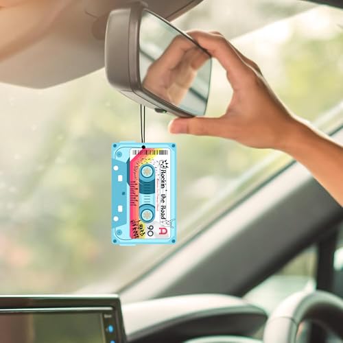 Image of Retro Cassette Car Air Freshener - 9 Pack Double Sided Vintage Music Mirror Decor Hanging Air Fresheners for Home and Auto Interior Gift - Long Lasting Odor Eliminator Car Scent
