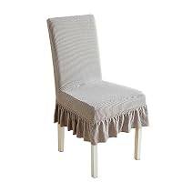 Odot Coprisedie con Schienale 2/4/6 Pezzi, Coprisedia Elasticizzati, Copri Sedia da Cucina Lavabili, Copri Sedia Pile Lavorato Maglia con Gonna per Hotel, Ristorante (2 piezas,Grigio Chiaro