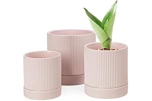 LaDoVita Pink Ceramic Plant Pots - Indoor/Outdoor Decor