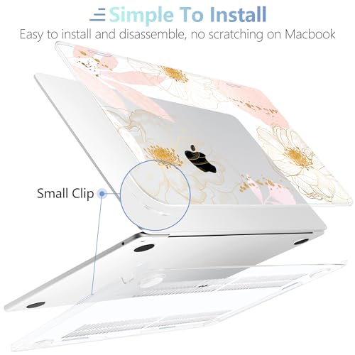 Image of MEEgoodo Case for M5 /M4 /M3 /M2 MacBook Air 13 inch 2026 2025 2024 2022, Fit Model A3449 /A3240 /A3113 /A2681, Case Compatible with MacBook Air 13.6-inch, Tropical Pink Flowers
