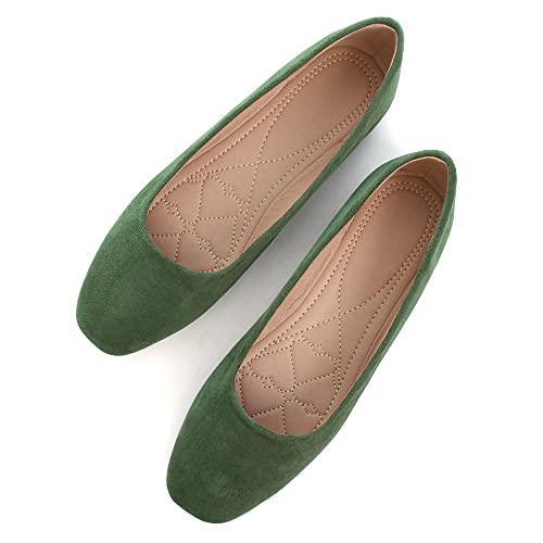Image of ChaiRong Zhou Women Square Toe Ballets Flats Comfort Slip On Walking Shoes for Driving