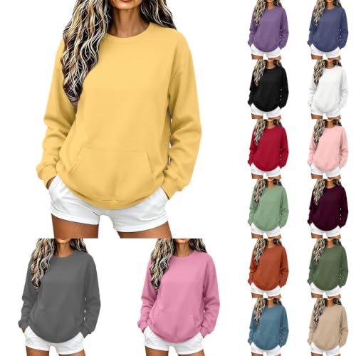 Crew Neck Sweatshirts Women Oversized Long Sleeve Casual Pullover Tops